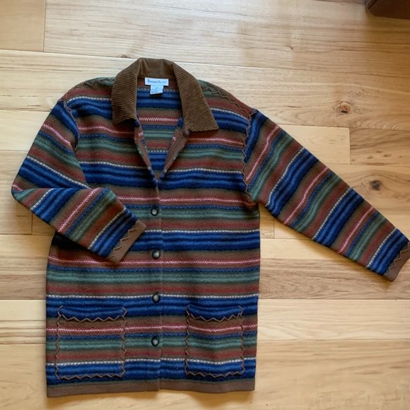 Robert Scott Striped Wool Jacket with Front Pockets, Size Large - Picture 1 of 6